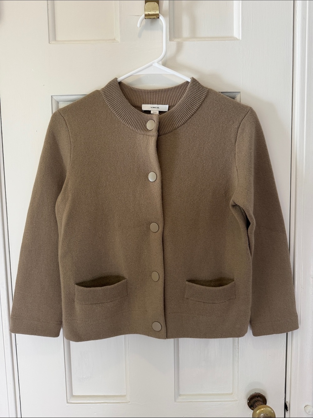 NWT Vince Taupe Button-Front Knit Cardigan